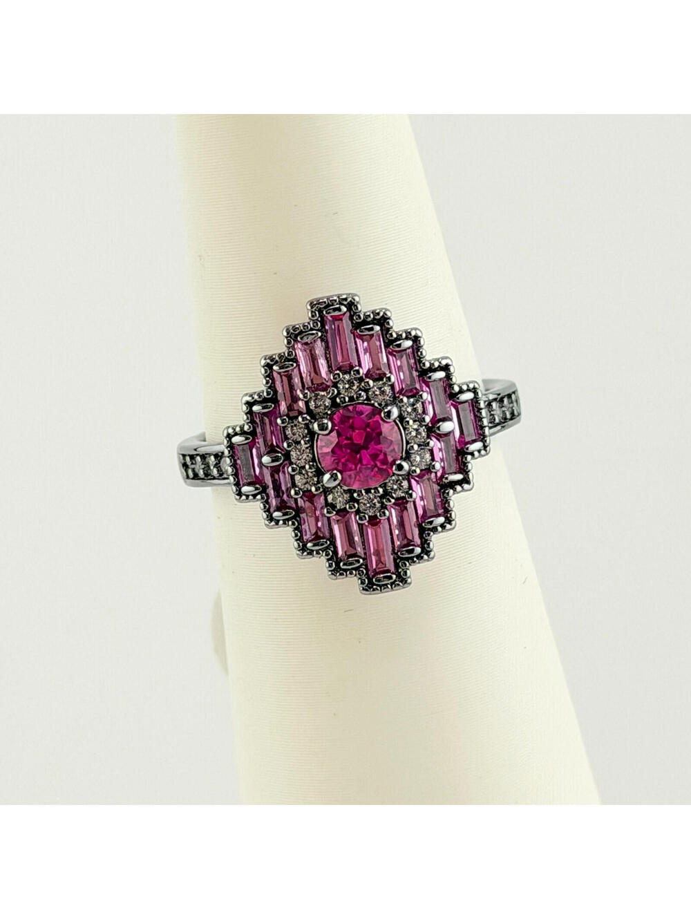 Bomb Party Ring Sz 7 "Talk Sparkly To Me" Rose Corundum on Hematite